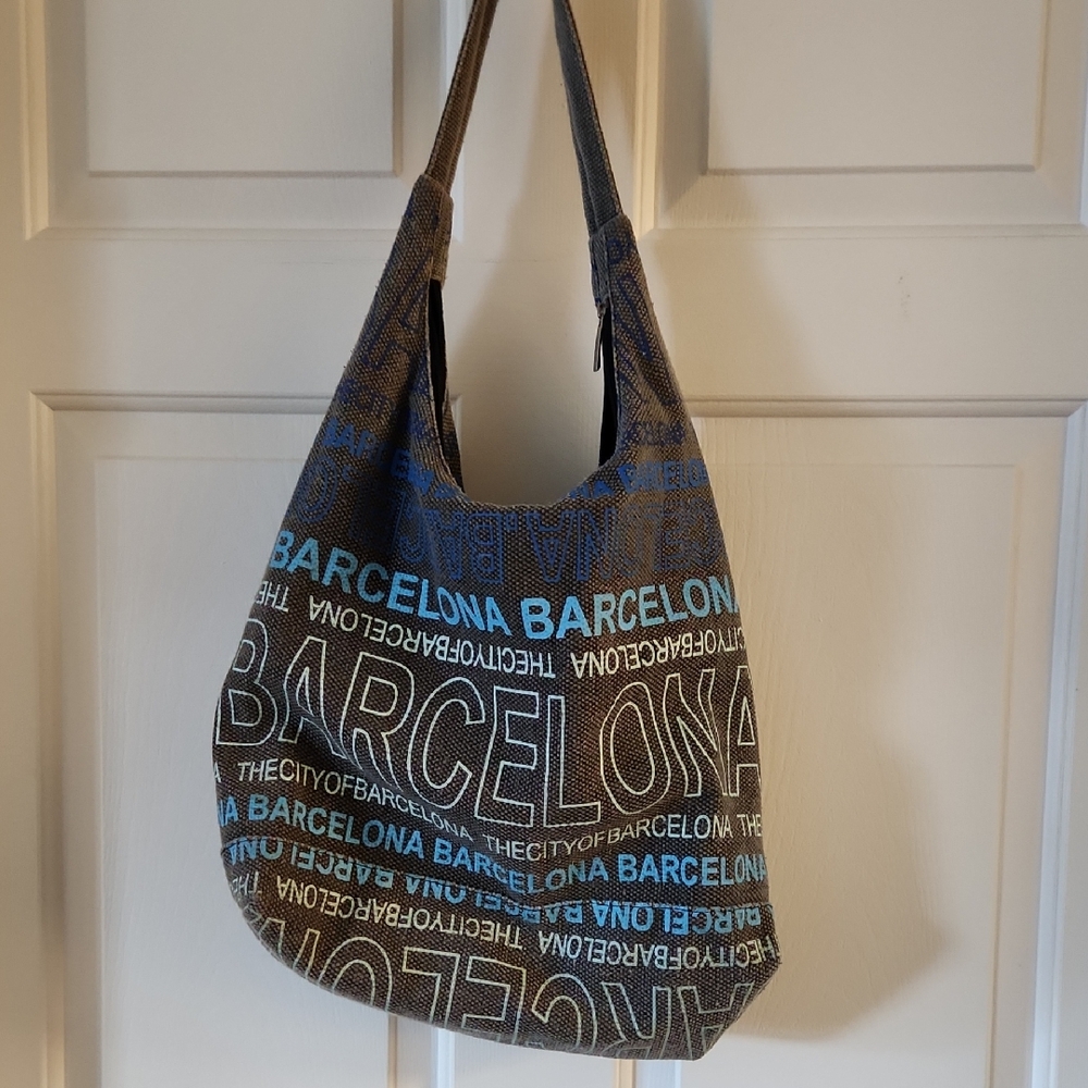 Barcelona Brown and Blue Tote Bag